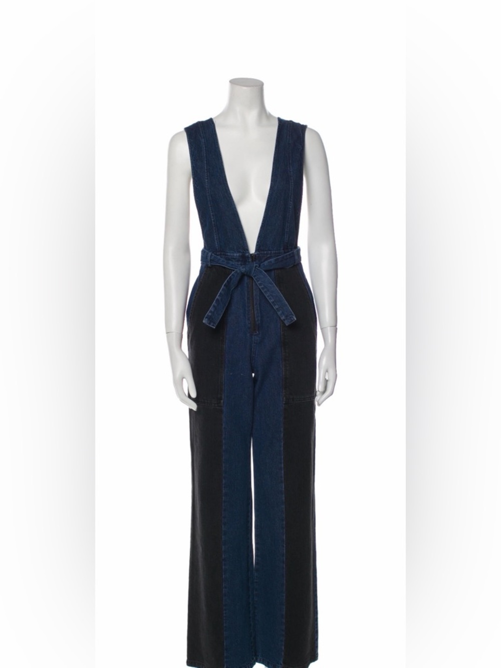 Sea New York Two-Tone Dark Blue and Black Denim Overalls